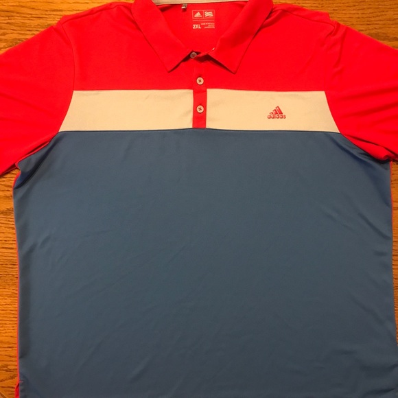 adidas | Shirts | Adidas Climacool Golf Polo Xxl Red Blue And Grey |  Poshmark